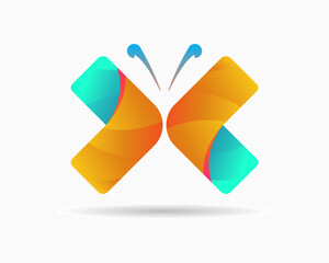 letter X butterfly logo design template. simple style logo. beauty letter x vector