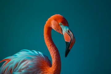 Beautiful flamingo bird on a clean background. Generative AI