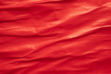 Blank red crumpled and creased paper poster texture background