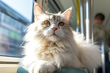 cat in public transport, generative ai