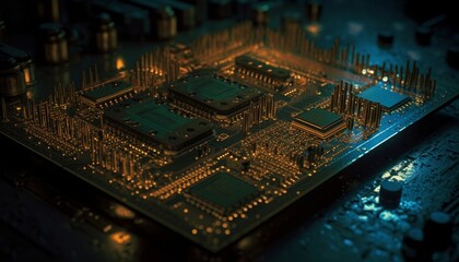 Electronic Circuit Board with Processor, Generative AI