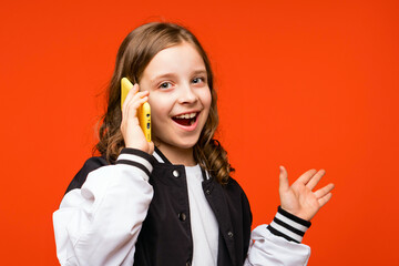 Teenage school girl with smartphone