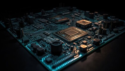 Electronic Circuit Board with Processor, Generative AI