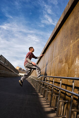 Man doing parkour. Extreme sports