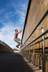 Man doing parkour. Extreme sports