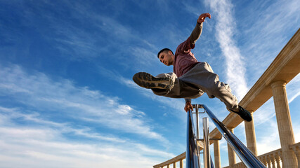 Man doing parkour. Extreme sports