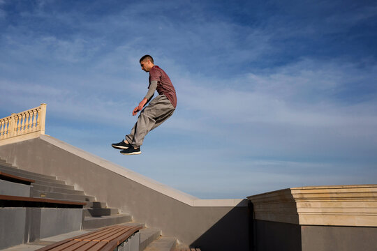 Man doing parkour. Extreme sports