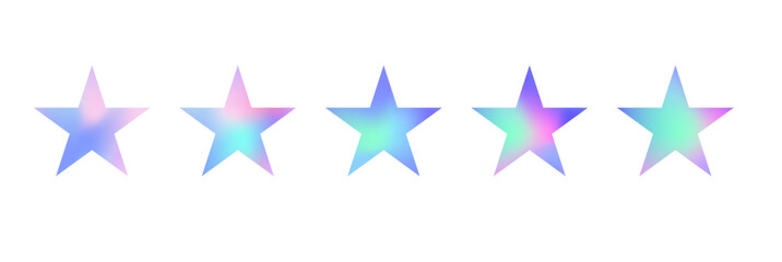 Set of 4 stars with a gradient. Trending shades. Vector illustration	