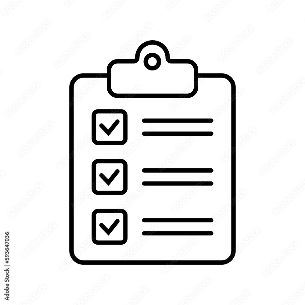 Aufkleber clipboard and checklist icon. project management, questionnaire line icon. to do list vector icon fo