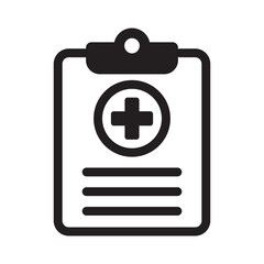 Medical history icon, medical report symbol. Health care clipboard icon. Medical card icon.