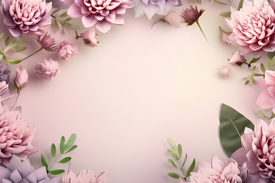 Watercolor painting, romantic floral abstract background, mix of soft delicate pink and lavender flowers. A wonderful illustration. Generative AI.