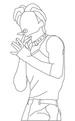 illustration of a male kpop idol with a charming posture greeting fans