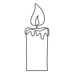 Candle light continuous one line drawing art. Vector isolated on white.