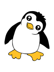 Pinguin Baby Guckt Neugierig Zur Seite, Süßer Kleiner Lustiger Vogel, Cooles Kinder Motiv, Tier Liebe