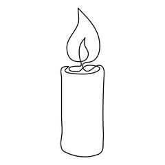 Candle light continuous one line drawing art. Vector isolated on white.