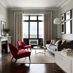 modern living room with fireplace