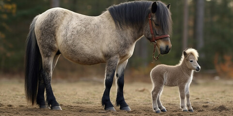 The Smallest Horse Is Standing With Largest Hyper Realistic Landscape Generative Ai Digital Illustration Part#170423