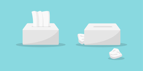 White tissues boxes. Flat style vector illustration