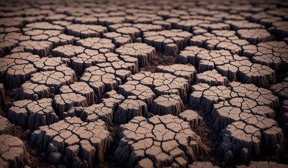 Cracked Dry Soil in the Dry Season, Global Warming, Digital Art | AI Generated