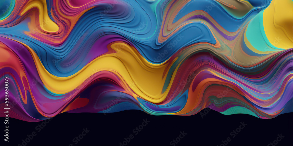Poster abstract liquid motion flow. curved wave colorful pattern generative ai