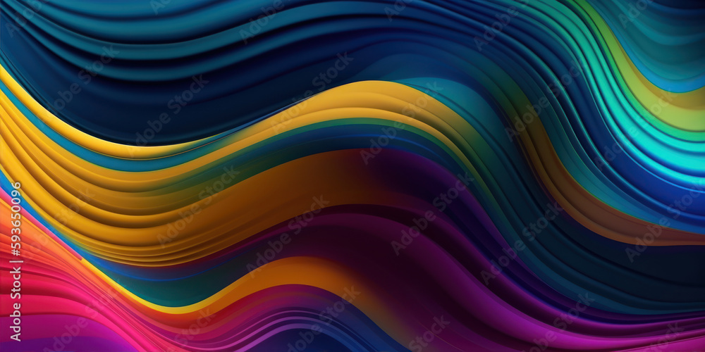 Poster abstract liquid motion flow. curved wave colorful pattern generative ai