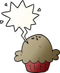 cartoon pie and speech bubble in smooth gradient style