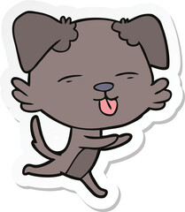 Fototapeta premium sticker of a cartoon dog sticking out tongue