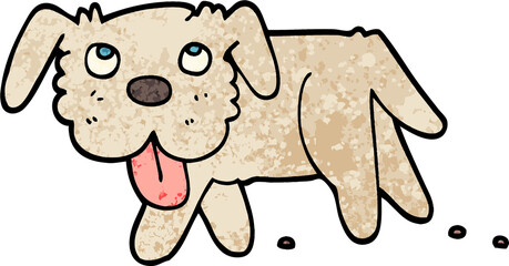 grunge textured illustration cartoon happy dog