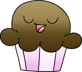 quirky gradient shaded cartoon happy muffin