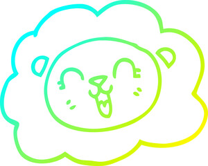 cold gradient line drawing cartoon lion