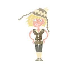 cartoon woman wearing winter hat