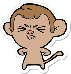 sticker of a cartoon angry monkey