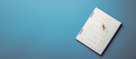 Closeup calendar page with drawing-pins , planning for business meeting or travel planning concept