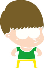 curious flat color style cartoon boy