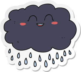 sticker of a cartoon raincloud