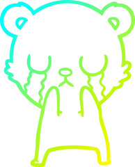 cold gradient line drawing crying polar bear cartoon