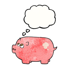 thought bubble textured cartoon piggy bank