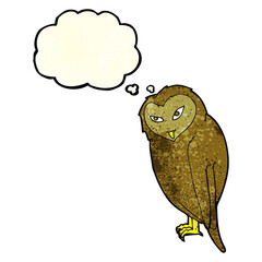 cartoon owl with thought bubble