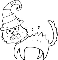 black and white cartoon scared black cat