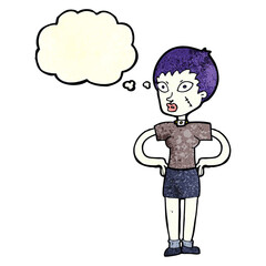cartoon halloween girl with thought bubble