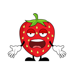 Angry Strawberry Fruit Cartoon Character. Suitable for poster, banner, web, icon, mascot, background