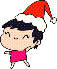 christmas cartoon of kawaii girl