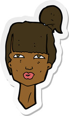 sticker of a cartoon female head