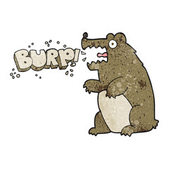 textured cartoon bear burping