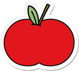 sticker of a cute cartoon red apple