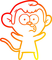 warm gradient line drawing cartoon surprised monkey