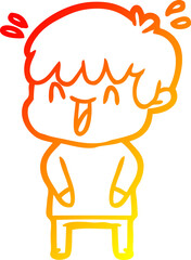 warm gradient line drawing cartoon laughing boy