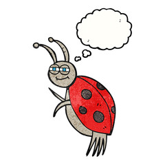 thought bubble textured cartoon ladybug