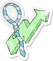 retro distressed sticker of a cartoon work tie and arrow progress symbol