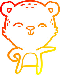 warm gradient line drawing happy cartoon bear